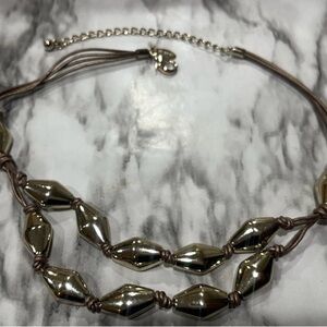 Chico's Metallic Silver and Brown Necklace